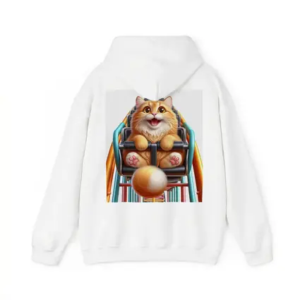 Happy Orange Cat Riding Roller Coaster