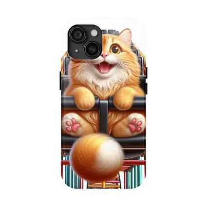 Happy Orange Cat Riding Roller Coaster