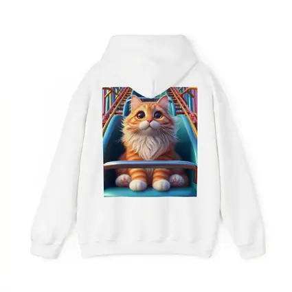 Orange Cat Riding Roller Coaster Cartoon Art