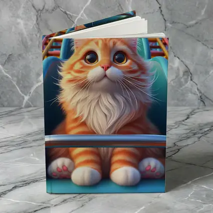 Orange Cat Riding Roller Coaster Cartoon Art