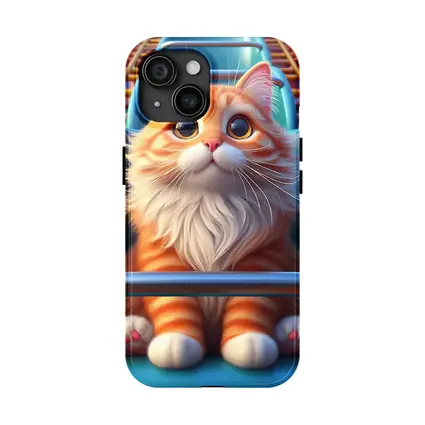 Orange Cat Riding Roller Coaster Cartoon Art