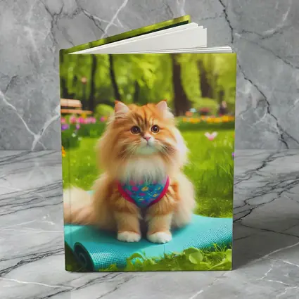 Fluffy Orange Cat on Yoga Mat Park