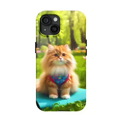 Fluffy Orange Cat on Yoga Mat Park