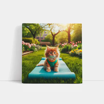 Orange Kitten on Yoga Mat Park