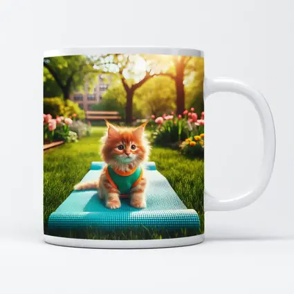 Orange Kitten on Yoga Mat Park