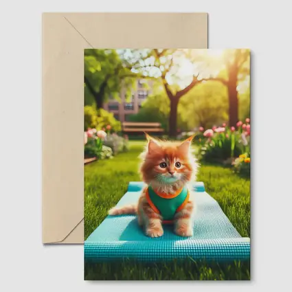 Orange Kitten on Yoga Mat Park