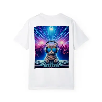 DJ Cat Spinning Decks Disco Party