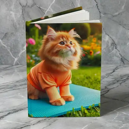 Fluffy Orange Cat Yoga Mat Garden