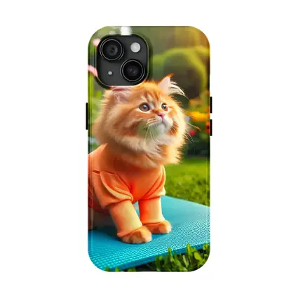Fluffy Orange Cat Yoga Mat Garden