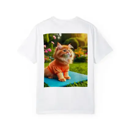 Fluffy Orange Cat Yoga Mat Garden