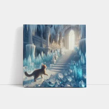 Cat Exploring Frozen Crystal Ice Palace