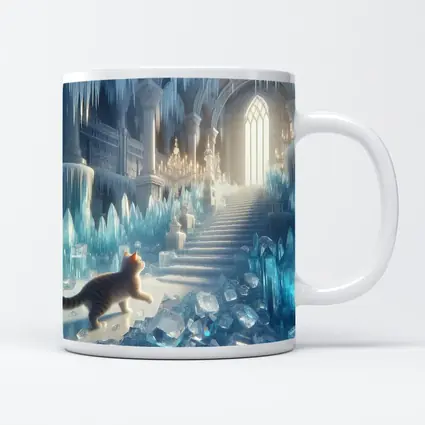 Cat Exploring Frozen Crystal Ice Palace