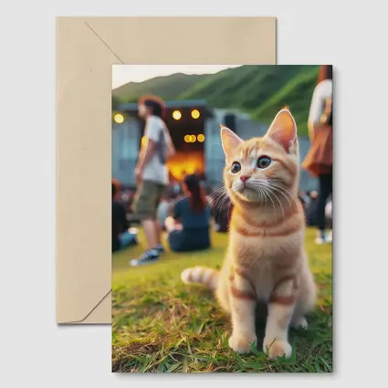 Orange Tabby Kitten at Outdoor Music Festival