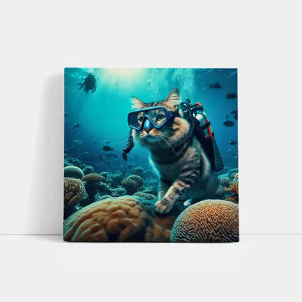 Tabby Cat Scuba Diving Coral Reef Underwater