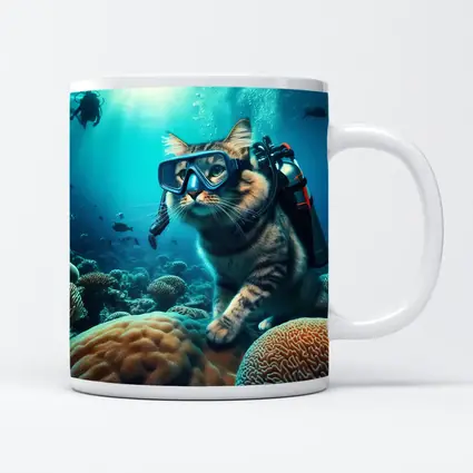 Tabby Cat Scuba Diving Coral Reef Underwater