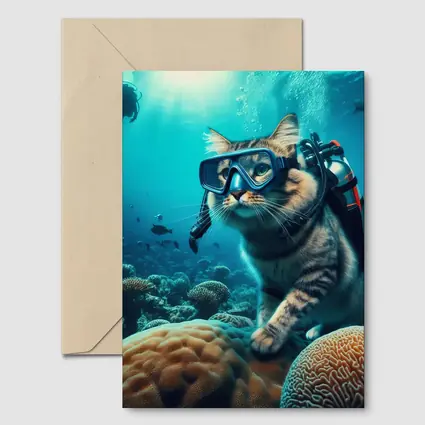Tabby Cat Scuba Diving Coral Reef Underwater