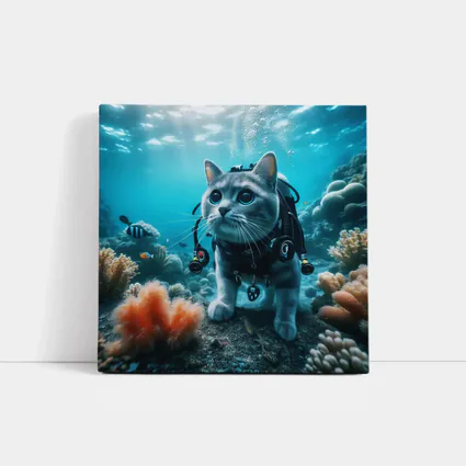 Gray Cat Scuba Diving Underwater Coral Reef