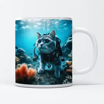 Gray Cat Scuba Diving Underwater Coral Reef