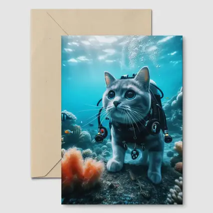Gray Cat Scuba Diving Underwater Coral Reef