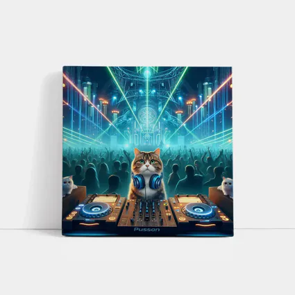 Cat DJ Spinning at Neon Rave Party