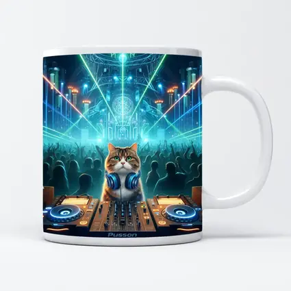 Cat DJ Spinning at Neon Rave Party