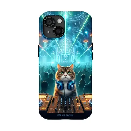 Cat DJ Spinning at Neon Rave Party