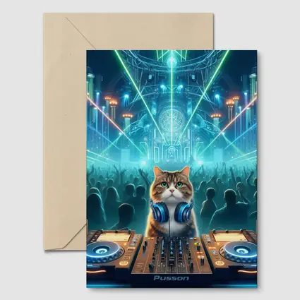 Cat DJ Spinning at Neon Rave Party