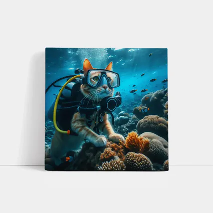 Orange Cat Scuba Diver Underwater Coral Reef