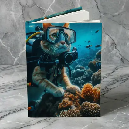 Orange Cat Scuba Diver Underwater Coral Reef