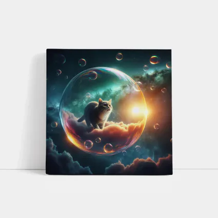 Cat Inside Bubble Cosmic Dream Sky