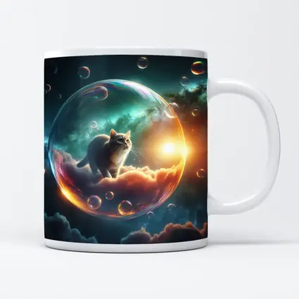 Cat Inside Bubble Cosmic Dream Sky