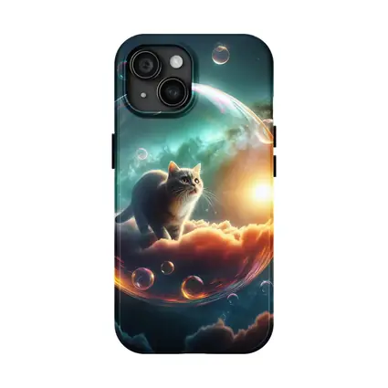 Cat Inside Bubble Cosmic Dream Sky