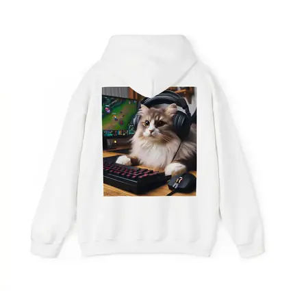 Fluffy Cat Gamer With Headset Gaming Setup