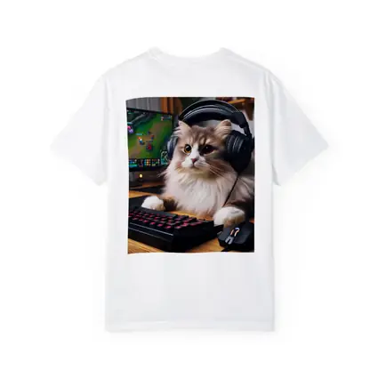 Fluffy Cat Gamer With Headset Gaming Setup