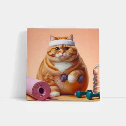 Chubby Orange Cat Workout Fitness Gym