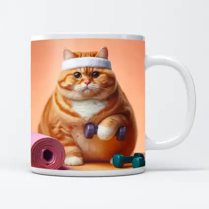 Chubby Orange Cat Workout Fitness Gym