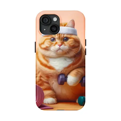Chubby Orange Cat Workout Fitness Gym