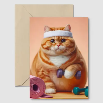Chubby Orange Cat Workout Fitness Gym
