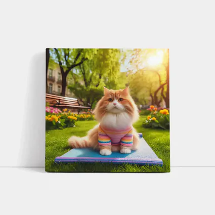 Fluffy Orange Cat Yoga Mat Park