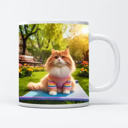 Fluffy Orange Cat Yoga Mat Park