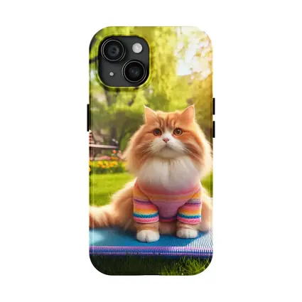 Fluffy Orange Cat Yoga Mat Park