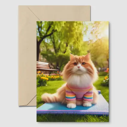 Fluffy Orange Cat Yoga Mat Park