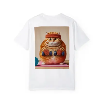 Chubby Orange Cat Lifting Dumbbells Gym