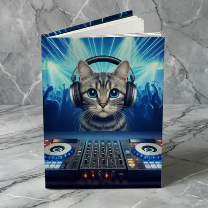 Tabby Cat DJ Neon Club Party