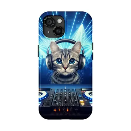 Tabby Cat DJ Neon Club Party