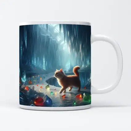 Orange Cat Exploring Magical Crystal Ice Cave