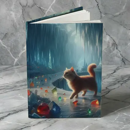 Orange Cat Exploring Magical Crystal Ice Cave
