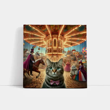 Tabby Cat Carnival Carousel Fantasy Scene