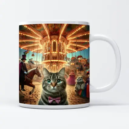 Tabby Cat Carnival Carousel Fantasy Scene