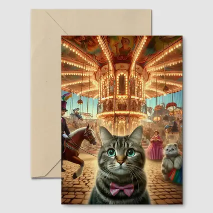 Tabby Cat Carnival Carousel Fantasy Scene